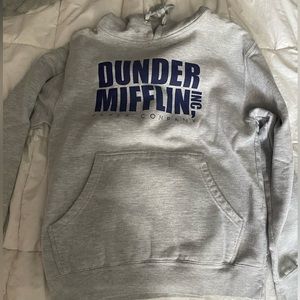 grey office hoodie